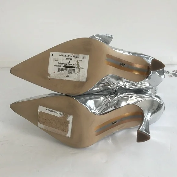 SAM EDELMAN $200 Esmae Stiletto Ankle Metallic Bootie Floral Detail Size 7.5 NEW - Picture 12 of 12